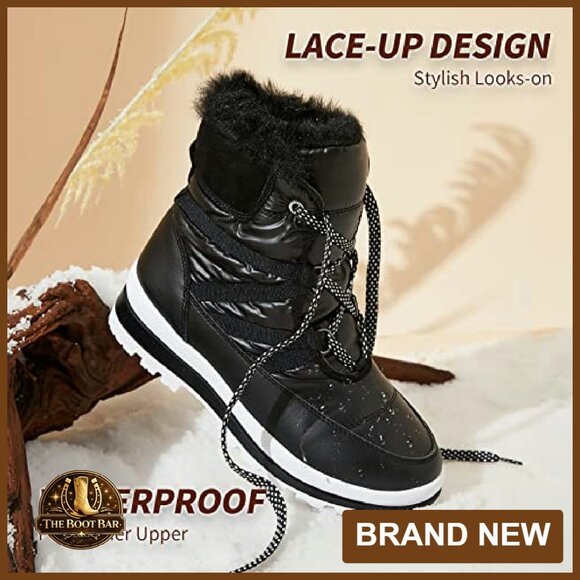 Women's Waterproof Winter Snow Boots Mid-Calf Fur Lined Non-Slip - Picture 5 of 8